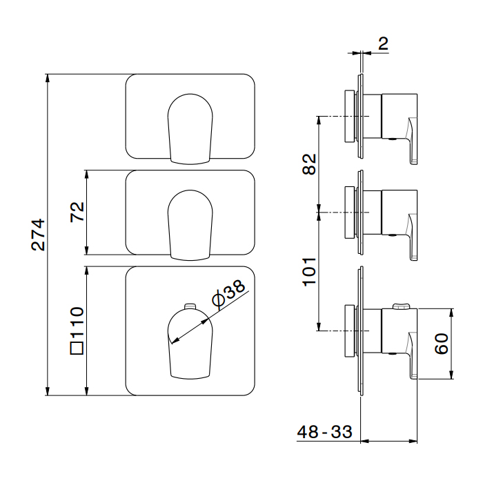Newform Haka Смеситель для душа, термостатический, на 2 источника, цвет: PVD brushed copper bronze