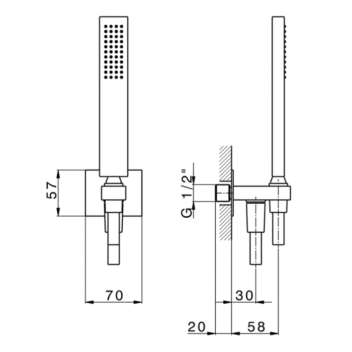Cisal Shower Душевой гарнитур: ручная лейка, шланг 150см., вывод с держателем, цвет: черный матовый