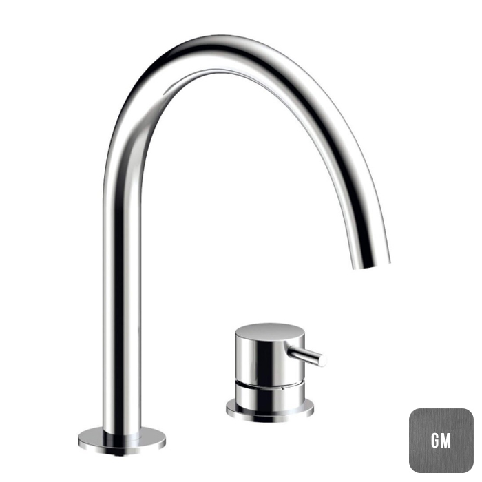 Almar Смеситель для раковины, 2 отв., без донного клапана, цвет: Gun Metal Brushed PVD