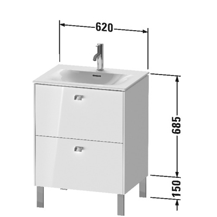 Duravit Brioso База напольная 62x47.9x68.5см с раковиной, 2 ящика, цвет: глянцевый белый