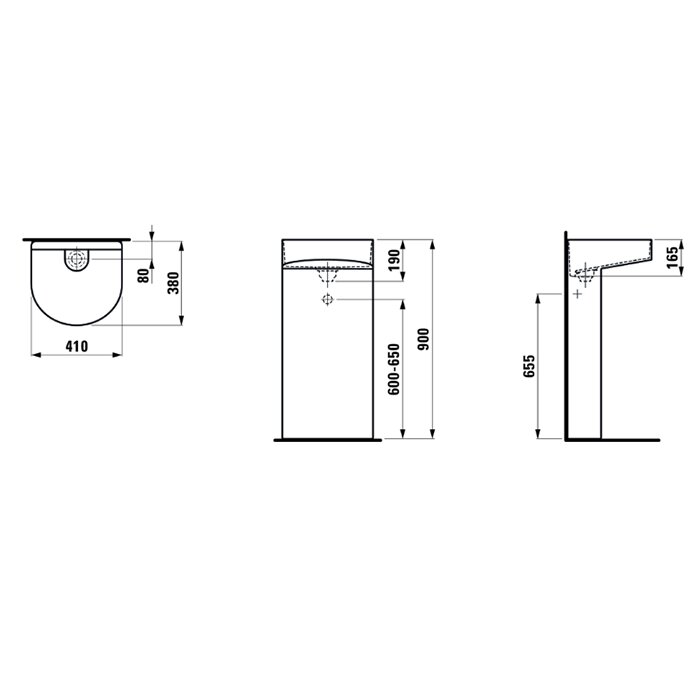 Laufen Sonar Раковина 41х38х90 см, без отв., без перелива, напольная, цвет: белый