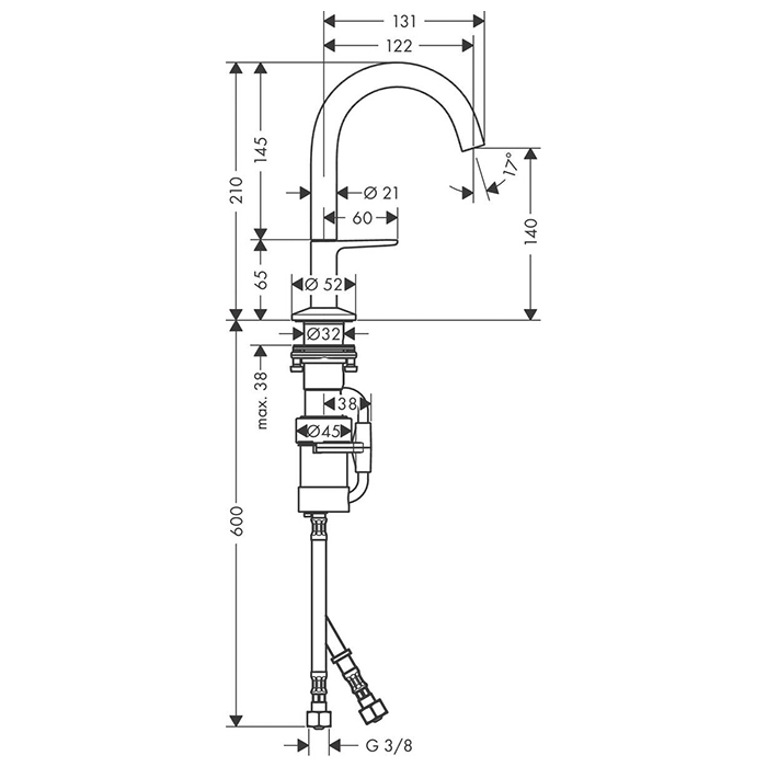 Axor One Смеситель для раковины, 1 отв., Select, со сливом push-open, цвет: хром