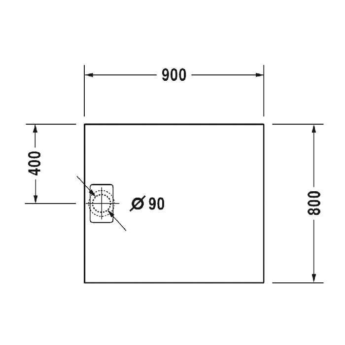 Duravit Stonetto Поддон композитный прямоугольный 90x80х5см, d9см, цвет: белый