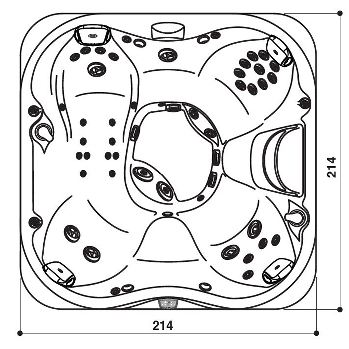 Jacuzzi J335 Минибассейн 214х214х94см, ClearRay PRO3TECT + Ozone, MSFoam, панель Modern Hardwood, цвет акрила: Platinum
