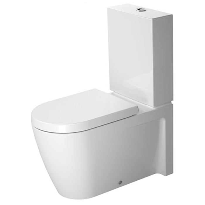 Duravit Starck 2 Унитаз моноблок приставной 72.5х37cм, слив универсальный, с креплением, с бачком на 4,5 л с механизмом слива хром, с сиденьем, цвет: белый