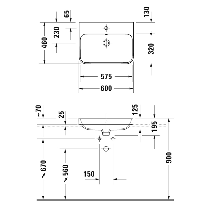 Duravit Happy D.2 Plus Раковина 60х46 см, без отв., с креплением, цвет: белый
