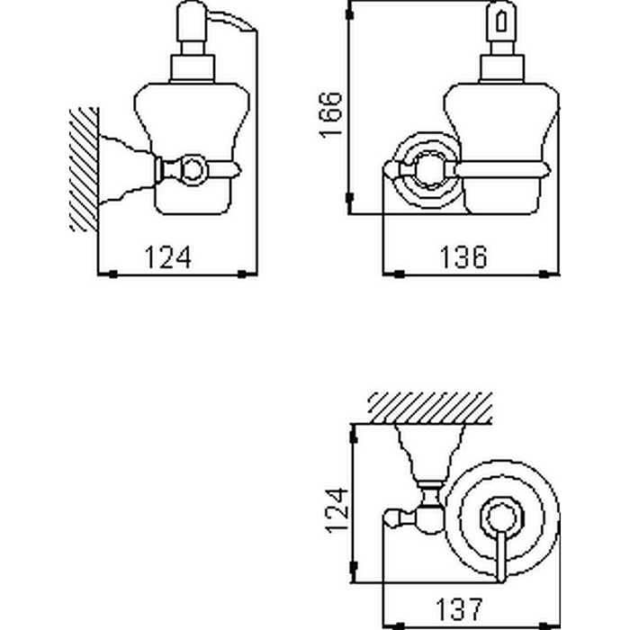 HUBER Croisette Дозатор подвесной, цвет: золото/керамика