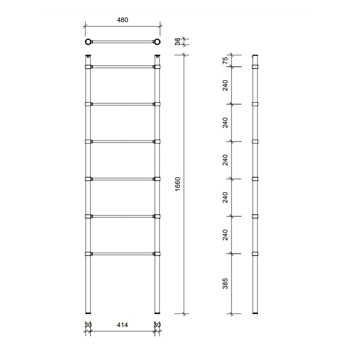 Decor Walther HTL 50 Полотенцедержатель лестница 48x166см, напольный, цвет: хром