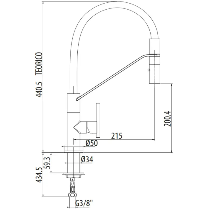 Gattoni Linea 34 Смеситель для кухни, 1 отв., цвет хром