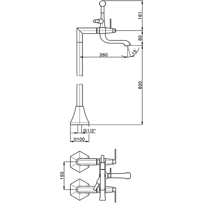 CISAL Cherie Напольный смеситель двухвентильный для ванны с ручной лейкой, держателем и шлангом 150 см, цвет: хром/черный матовый