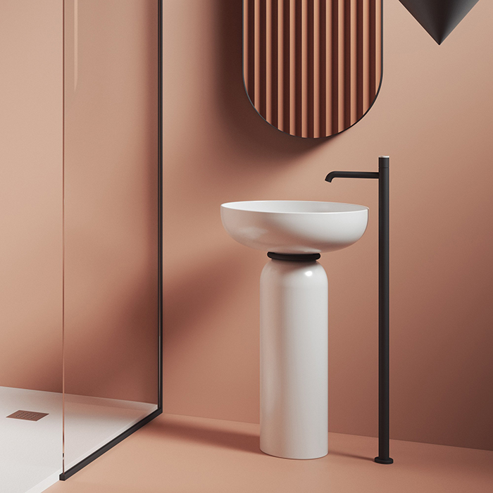 Artceram Jolie Раковина 50см., на пьедестале, пристенный монтаж,  цвет: белый матовый/черный