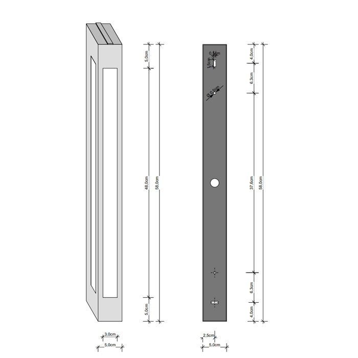 Decor Walther Bloc 60 Светильник настенный 5x10x60см, 1x 2G11 55W, цвет: никель сатинированный