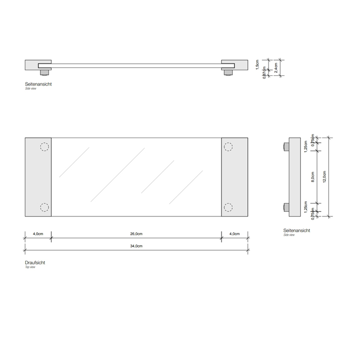 Decor Walther Classic Tab 34 Лоток универсальный 34x12см, прозрачное стекло, настольный, цвет: золото