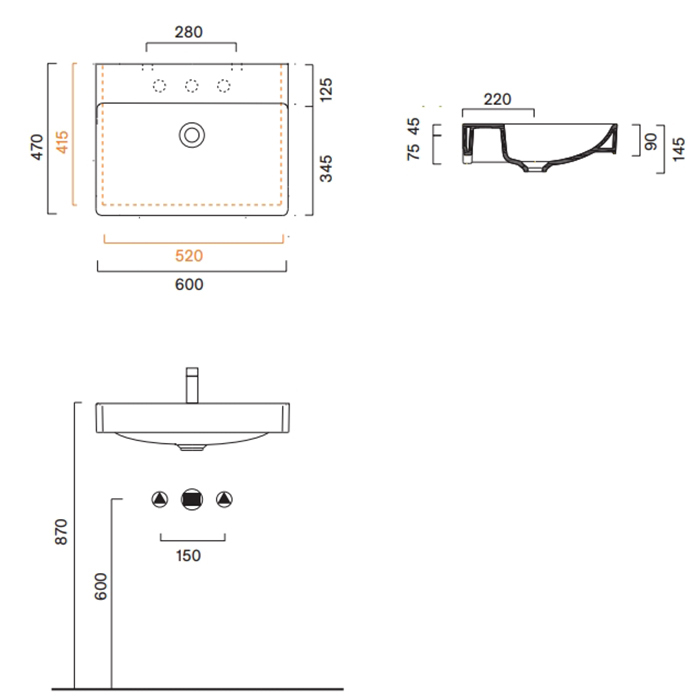 Catalano Green Раковина 60x47см, с 1 отв., цвет: белый глянцевый