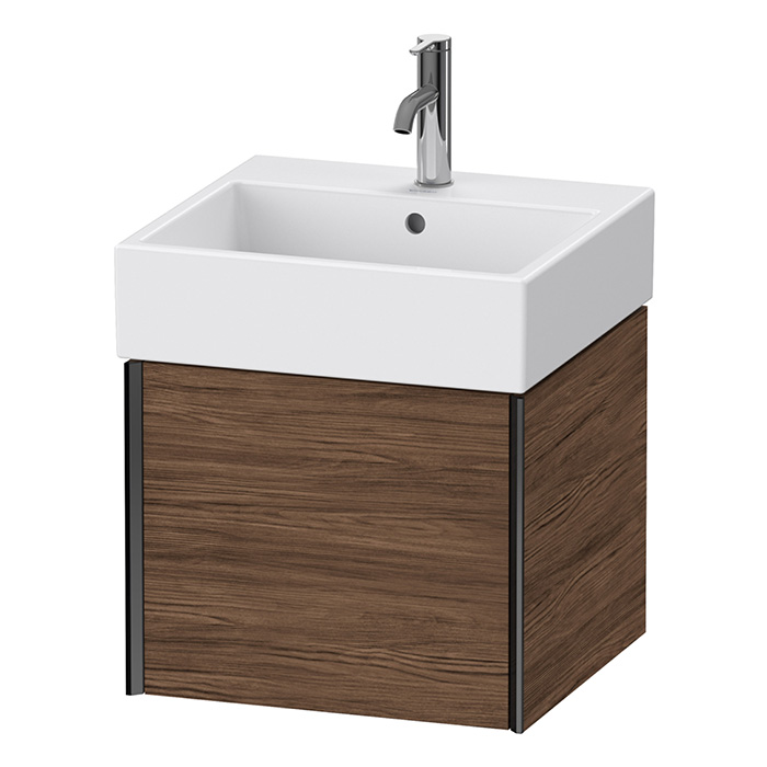 Duravit XViu Тумба подвесная 48.4x45.4x39.7см, с раковиной, 1 ящик, цвет: walnut dark/черный матовый