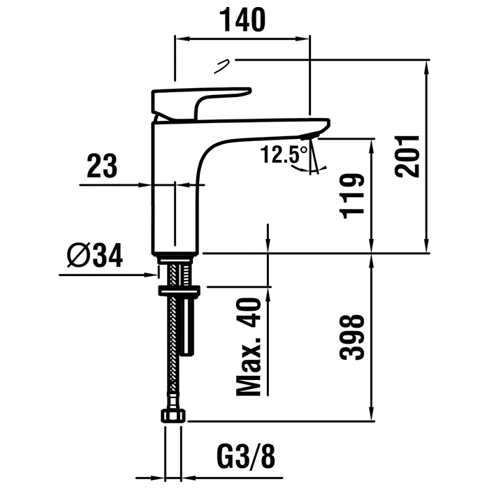 Laufen Cityplus Смеситель для раковины, 1 отв., с донным клапаном, цвет: хром