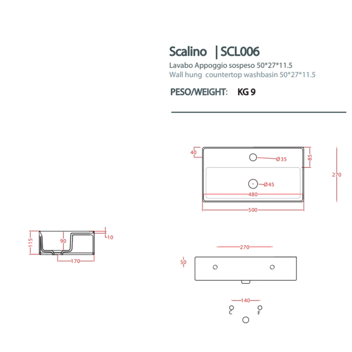 Artceram Scalino Раковина накладная 50х27см, с 1 отв., цвет: белый матовый
