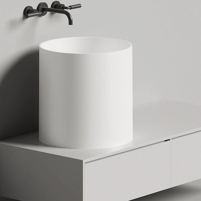 Salini Armonia 04 Раковина накладная 46хh45cм, без отв., материал: S-Stone, цвет: белый матовый