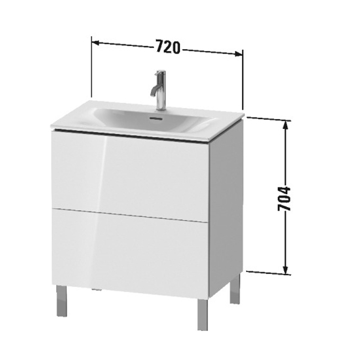 Duravit L-Cube База напольная 72x48.1x70.4см с раковиной, 2 ящика, цвет: глянцевый белый