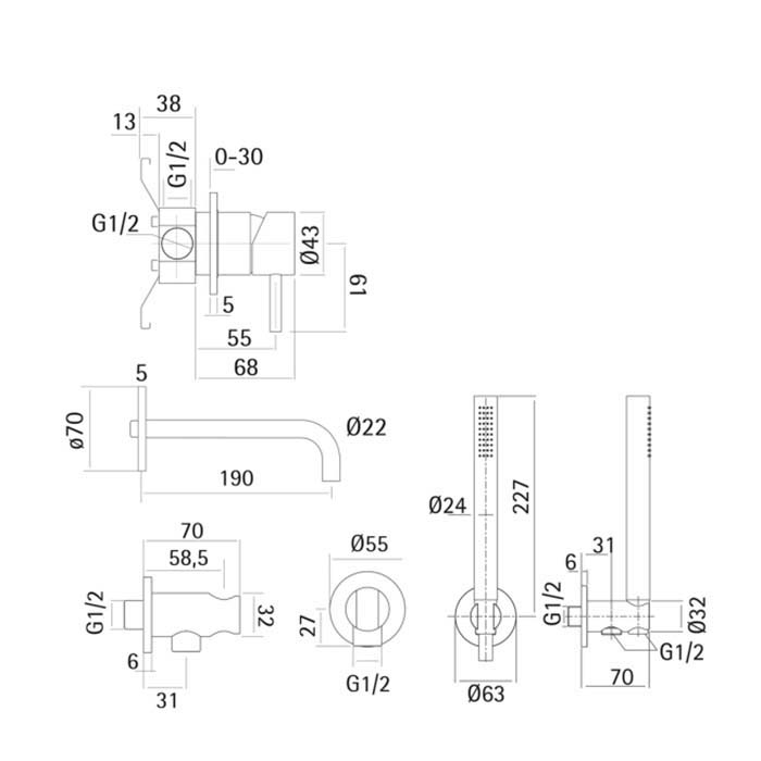 CISAL Xion Смеситель для ванны, встраиваемый, с ручным душем, цвет: нержавеющая сталь