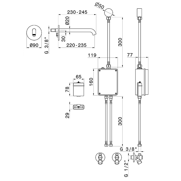 Newform Sensitive Смеситель для раковины, встраиваемый, электронный, цвет: черный матовый