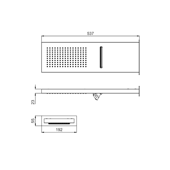 Almar Smart-2 Душевая лейка из стены, 537х165 мм, 2 режима, цвет: Stainless Steel