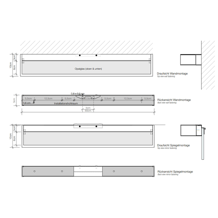 Decor Walther Box 1-60 Светильник на зеркало 60x10x5см, 3x R7S 78mm max. 100W, цвет: хром