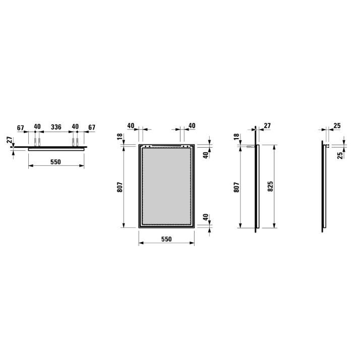 Laufen Frame 25 Зеркало 55x82.5см., с алюминиевой рамой, цвет: хром