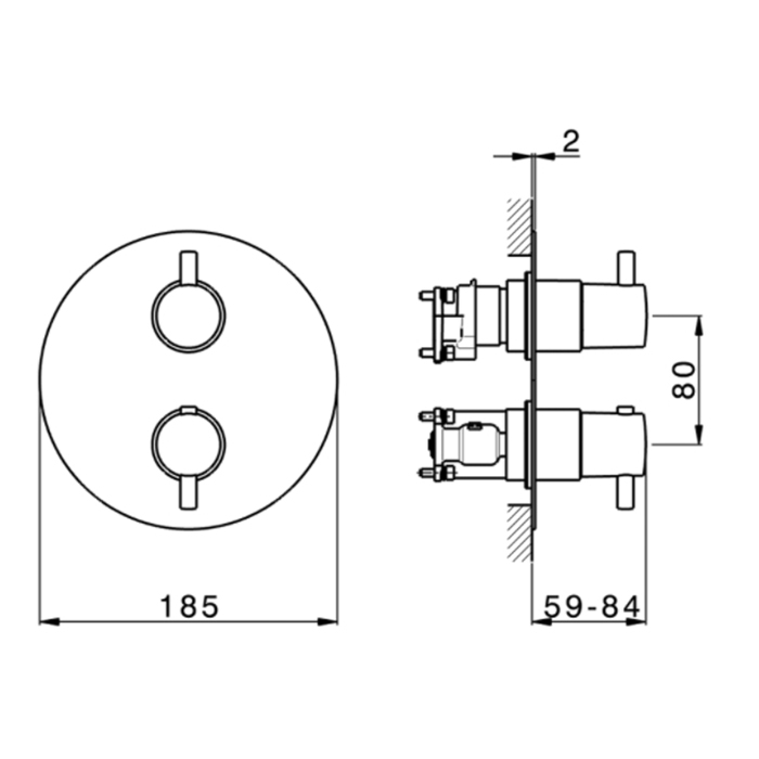 Cisal Less Minimal Смеситель для душа, встраиваемый, термостатический, с переключателем на 1/2/3 положения, внешняя часть, цвет: хром