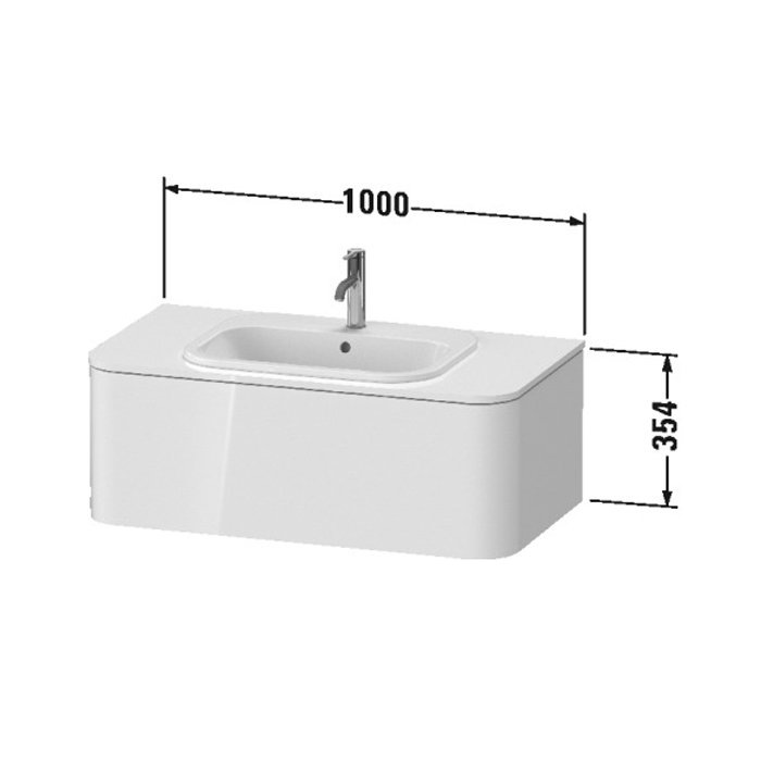 Duravit Happy D.2 Plus Тумба подвесная 100x55x35.4см, с раковиной и 1 ящиком, цвет: stone grey satin matt