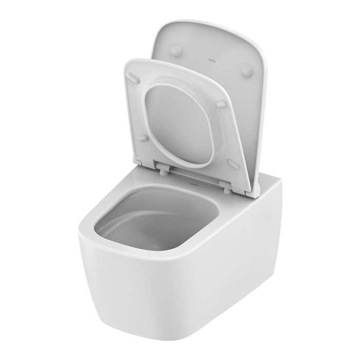 TECEneo Унитаз подвесной 54х36х36см, безободковый, смыв Tornado, с крепежом, цвет: белый
