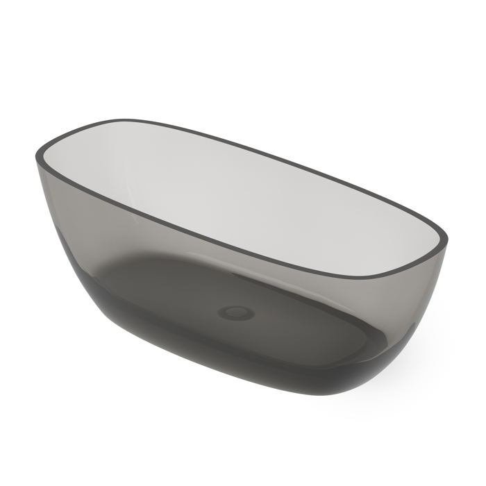 Dea Design Soul Ванна 170х72х56см., отдельностоящая, Glasstech, прозрачная смола, цвет: Smoky Black R4