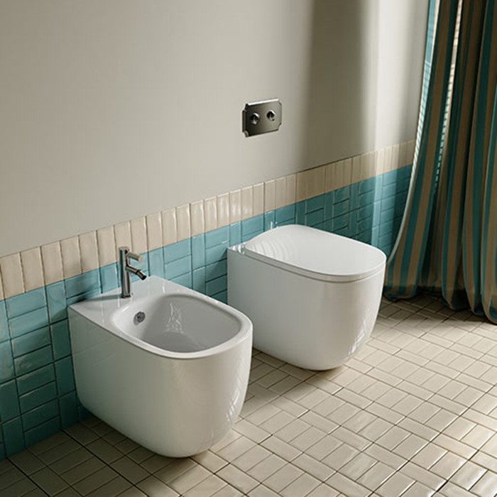 Artceram Seta Биде напольное 36х54см., 1 отверстие, покрытие Saniglaze, цвет: белый