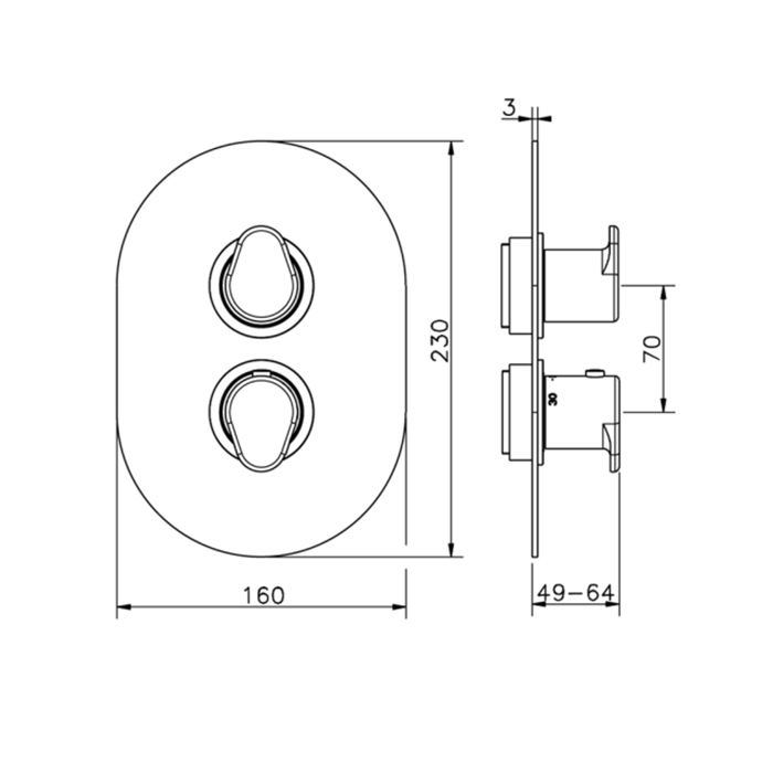 Cisal LineaViva Смеситель для душа, термостатический, настенный, на 2 выхода, цвет: Nichel Spazzolato