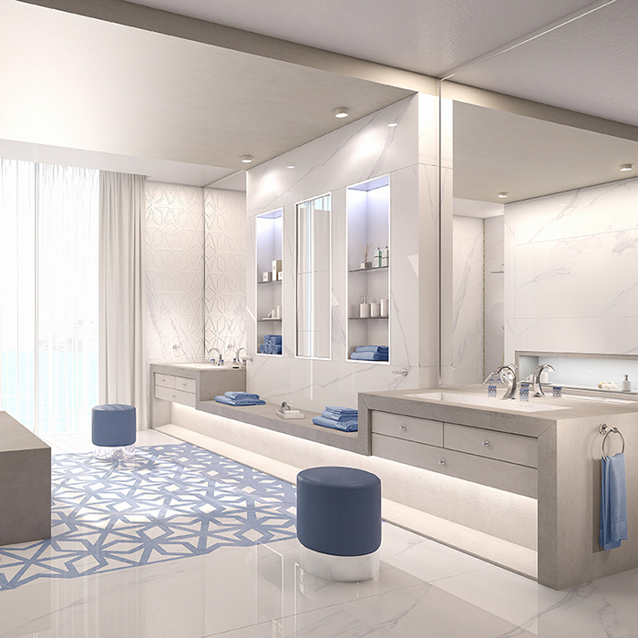 THG NIHAL PORCELAINE BLEUE Смеситель для раковины на 3 отверстия, с донным клапаном, цвет: хром