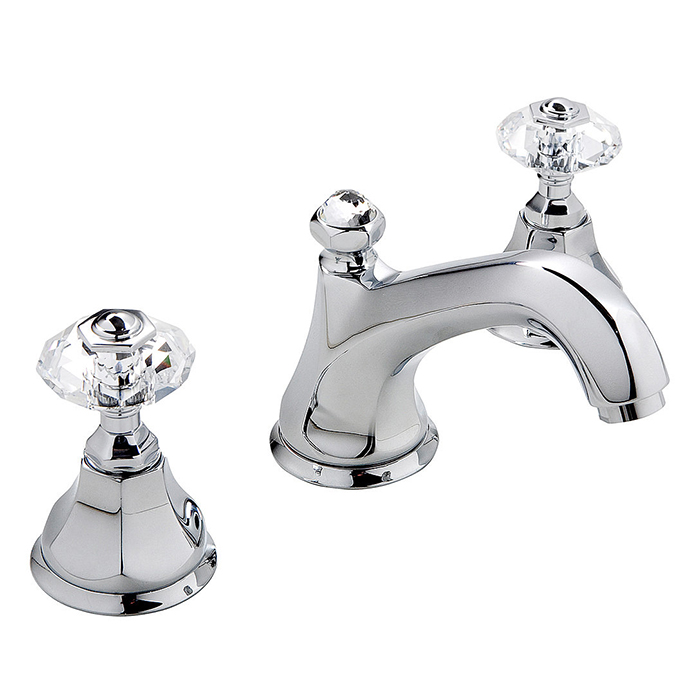 Nicolazzi Teide Смеситель для раковины на 3 отверствия, с донным клапаном, ручки Crystal handle, цвет: хром
