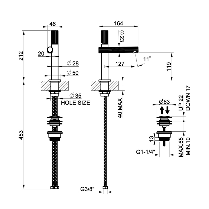 Gessi Incastri Смеситель для раковины, 1 отв., цвет: Copper Br. PVD