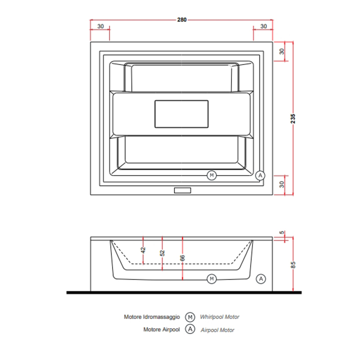 Gruppo Treesse Zen Минибассейн 280x235xh85см., комплектация PRO, фронт панель, нагреватель 3kw, хромотерапия 1, цвет: белый