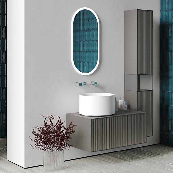 Salini Armonia Зеркало для ванны 45х158.5х2.5см., фоновая и фронтальная подсветка 3в1, сенсорный выключатель, крепления, без подогрева