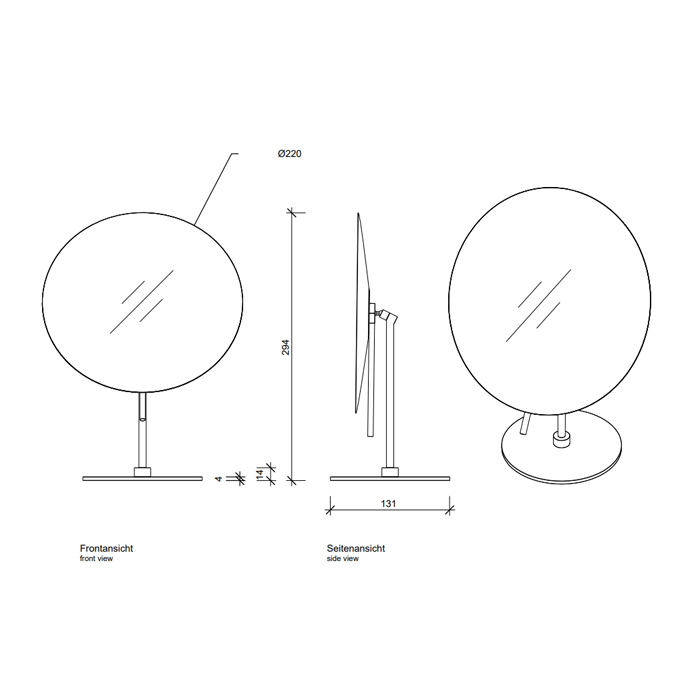 Decor Walther Round SPT 71 Косметическое зеркало 20.5xh30.5см, настольное, увел. 3x, цвет: хром