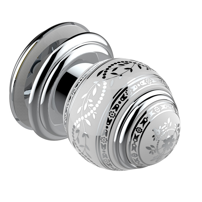 THG MARQUISE BLANC DECOR PLATINE Ручка дверная одинарная, декор белый/платина, цвет: хром