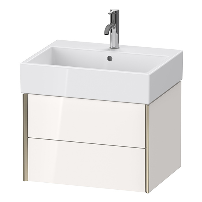 Duravit XViu Тумба подвесная 58.4x45.4x39.7см, с раковиной, 2 ящика, цвет: белый глянцевый/champagne matt