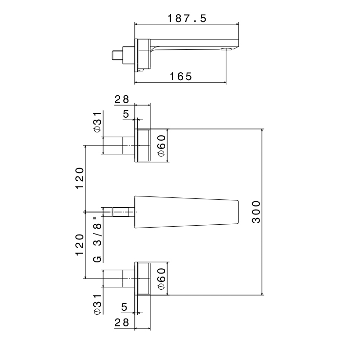 Newform ParkLE Смеситель для раковины, настенный, без донного клапана, цвет: PVD glossy gold/черный матовый