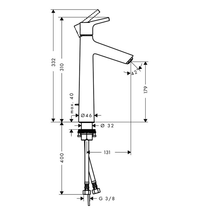 Hansgrohe Talis S Смеситель для раковины 190, однорычажный, с донным клапаном, цвет: хром