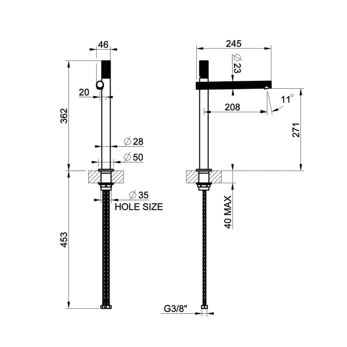 Gessi Incastri Смеситель для раковины, высокий, 1 отв., цвет: Brass Brushed PVD