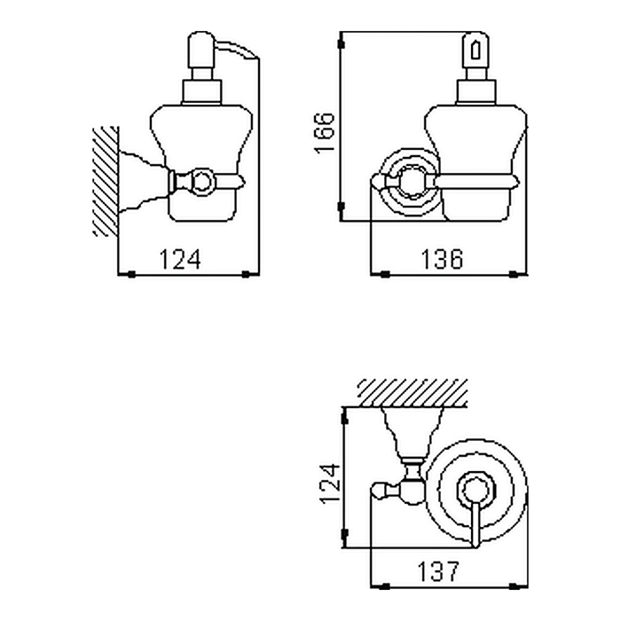 CISAL Arcana Дозатор подвесной керамический, цвет: белый/золото