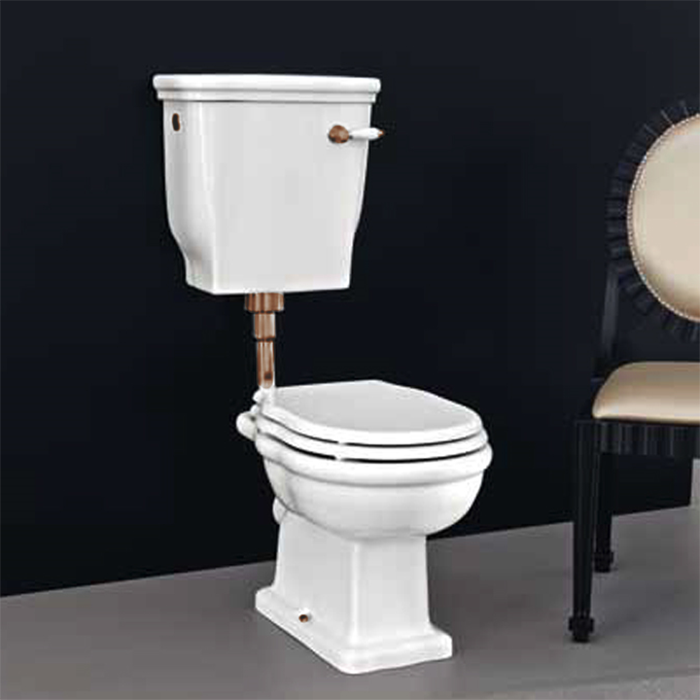 Artceram HERMITAGE Унитаз приставной слив в пол, 36х55см, с крепежом в комплекте, цвет: белый/бронза