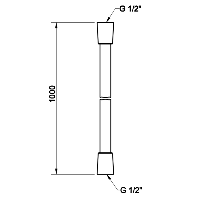 Gessi Шланг Сromalux с коническим соединением на 1/2", 1,00 м, цвет: хром