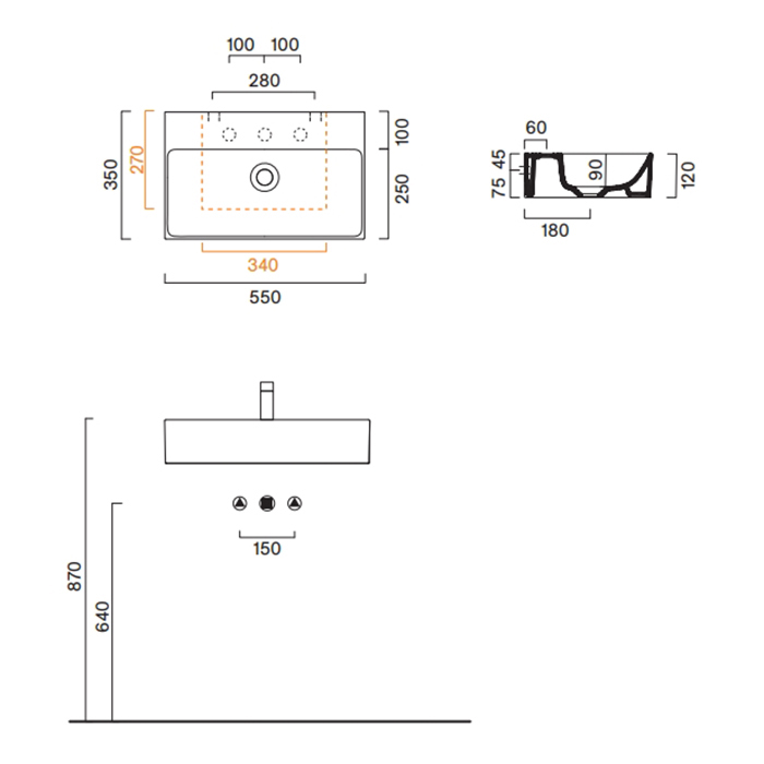 Catalano Premium Раковина 55x35см, с 1 отв., цвет: белый глянцевый