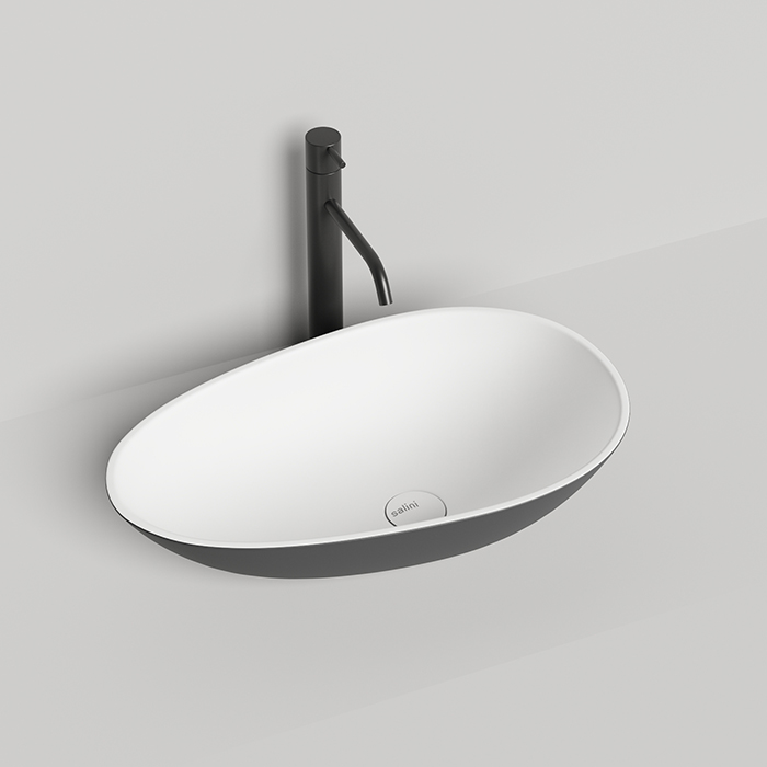 Salini Paola Раковина накладная 58х34.5х14см., без отв. под смес, без перелива, мат-л: S-Stone, матовый, цвет: RAL 9011